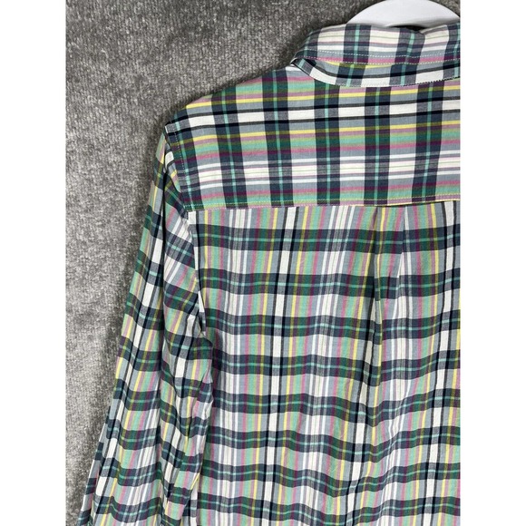 J Crew Long Sleeve Plaid Popover 3/4 Button Shirt Womens Size Medium Pocket - Picture 9 of 14